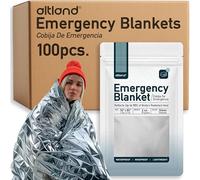Altland 100 Pack of Emergency Foil Blankets - Bulk Heat Reflective Blankets for Winter Survival Kits, Disaster Preparedness, Cold Weather Camping, and Homeless Care Packages