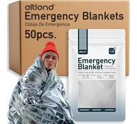 Altland 50 Pack of Emergency Foil Blankets - Bulk Heat Reflective Blankets for Winter Survival Kits, Disaster Preparedness, Cold Weather Camping, and Homeless Care Packages