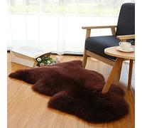 Altlue Real Genuine Sheepskin Rug Natural Throw Full Fluffy Fur Authentic Seat Covers for Chairs Pads Cushion Brown (70X100cm)