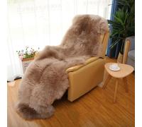 Altlue Real Sheepskin Rug Fluffy Sheepskin Throw Genuine Sheepskin Rug Sheepskin Seat Covers For Chairs Recliner Sofa (2.3x6.5ft) (Color : Bean paste color)