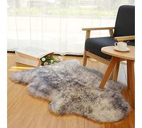 Altlue Real Sheepskin Rug Fluffy Sheepskin Throw Genuine Sheepskin Rug Sheepskin Seat Covers For Chairs Recliner Sofa (70X100cm), White-blue