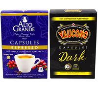 Alto Grande, Yaucono Puerto Rico Coffee Capsule for Nespresso Machine 2 Box Bundle (1 of each) Dark Brown