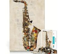 Alto Sax Pop Art Poster Jigsaw Puzzle 1000 Piece Focus Boost Fun Advanced Laser Cutting Tech Travel-friendly Brain Game Gift (38x26cm)