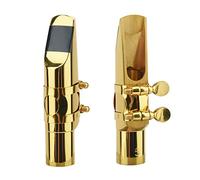 Alto Sax Saxophone Mouthpiece w/Cap & Ligatures, Brass Metal Eb Alto Sax Mouthpieces 5C for Saxophone Professionals and Beginners (Gold - 5C)