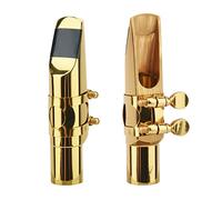 Alto Sax Saxophone Mouthpiece w/Cap & Ligatures, Brass Metal Eb Alto Sax Mouthpieces 7C for Saxophone Professionals and Beginners (Gold - 7C)