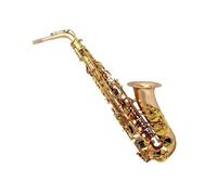 Alto Saxophone Eb Tune Gold Lacquer Brass Keys Ribbed Construction High F With Case