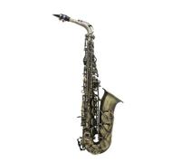 Alto Saxophone in E Flat Key, Brass Body with Engraved Pattern Shell Buttons, Woodwind Instrument for Professional Performer, Music lover, Beginner (12)
