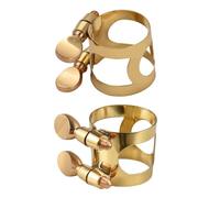 Alto Saxophone Ligature Mouthpiece Clamp, Brass Adjustable Double Screw Alto Saxophone Mouthpiece Alto Sax Mouthpiece Saxophone Gold Ligature Fastener for Alto Sax Rubber