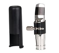 Alto Saxophone Mouthpiece Set 7#, Silver Plated Jazz Mouthpiece with Leather Ligature & Cap - for Bb Alto Saxophone (107.5mm Mouthpiece)