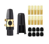 Alto Saxophone Mouthpiece Set With Mouthpiece Clamp Cap Reeds Tooth Pads Wind Instrument Accessories (Color : Bk)