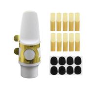 Alto Saxophone Mouthpiece Set With Mouthpiece Clamp Cap Reeds Tooth Pads Wind Instrument Accessories (Color : WHITE)