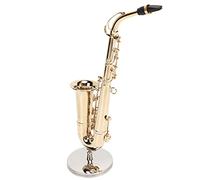 Alto Saxophone Replica with Stand and Case, Mini Musical Instrument Model Mini Alto Saxophone Tenor Saxophone 6.3 Inch, Great for Living Room, Coffee Shop Decor