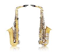 Alto Saxophone Sax Glossy Brass Engraved Eb E- Flat Natural White Shell Button Wind Instrument With Case Mute Gloves
