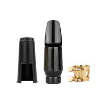 Alto/Tenor/High Pitched Saxophone Bakelite 4C Mouthpiece Set With Metal Clip And Plastic Mouthpiece Cap Saxophone Repair Parts (Color : High)