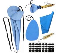 Alto/Tenor/Soprano Saxophone Cleaning Swab Kit, Microfiber Sax Cleaning Cloth for Alto Tenor Clarinet Flute and other Wind & Woodwind Strument, Clarinet Flute Trumpet Cleaning Kit, Mouthpiece Brush