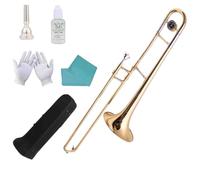 Alto Trombone for Beginners - E Flat B Flat Tenor Slide Trombone with F Trigger, Includes Mouthpiece, Carry Case, Gloves, and Cleaning Cloth