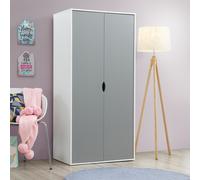 Timber Art Design Alton 2 Door Double Wardrobe White & Grey Bedroom Furniture Cupboard