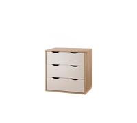 Timber Art Design Alton 3 Drawer Bedroom Cabinet Bedside Chest Of Drawers Sonoma Oak & White