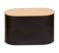 Alton Black Metal Bread Bin with Bamboo Lid