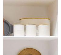 Alton Cream Metal Canister Set of 3 with Bamboo Lids