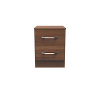 Alton Ready Assembled 2 Drawer Bedside Cabinet in Noche Walnut - Welcome Furniture | TJ Hughes