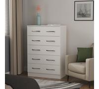 Alton Ready Assembled 5 Drawer Chest in White Matt - Welcome Furniture | TJ Hughes