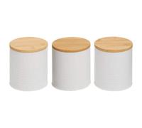 Alton White Metal Canister Set of 3 with Bamboo Lids