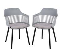 altona grey plastic dining chairs with fabric seat in pair