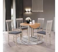 Altona Round Drop Leaf Dining Set - 2 Seater - 61cm-91cm - Oak and Grey