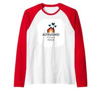 Altruismo House Pride: Caring Home with Hearts Raglan Baseball Tee, Men, Red/White, M