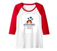 Altruismo House Pride: Caring Home with Hearts Raglan Baseball Tee, Women, Red/White, L