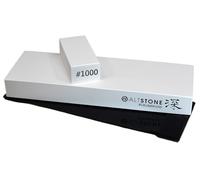 ALTSTONE Whetstone Sharpening Stone Medium grit #1000 w/Nagura, 7.1" x 2.4" x 0.8" (Pro Power. Perfectly Compact for Home use), Made in Japan (#1000)