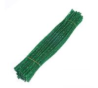 Altsuceser 100Pcs Glitter Pipe Cleaners Tinsel Chenille Stems, Flexible Bendable Metallic Pipe Cleaner for Creative Crafts Decorations,Tinsel Chenille Stems for for DIY Crafts Green
