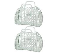 Altsuceser 2Pcs Jelly Purse Jelly Basket Bags Jelly Beach Bag Reusable Bridesmaid Gift Basket, Easter Basket, Gift For Baby Shower, Summer Child Handbags for Women Girls Green