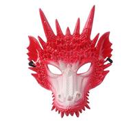 Altsuceser 3D Dragon-Mask, Cosplay-Mask Dragon's Head-Mask Scary Animal Half Face-Masks for Adults Men White & Red