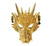Altsuceser 3D Dragon-Mask, Cosplay-Mask Dragon's Head-Mask Scary Animal Half Face-Masks for Adults Men Golden