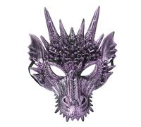 Altsuceser 3D Dragon-Mask, Cosplay-Mask Dragon's Head-Mask Scary Animal Half Face-Masks for Adults Men Purple