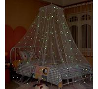 Altsuceser Bed Canopy with Fluorescent Stars Glow in Dark for Baby Girls Kids Glow in Dark Hanging Bed Dome Canopy Mosquito Net Tent for Cover The Baby Crib, Kid Bed, Girls Bed Or Full Size Bed White
