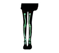 Altsuceser Bone Print Stockings Glow in Dark Halloween Skeleton Women Pantyhose Ghost Leg Contrast Color at Night Luminous Thin Mesh Green