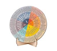 Altsuceser Conscious Feeling Wheel Wooden Feelings Decoration with Stand Double Sided Round Therapy Mental Health Emotions Chart Home Office 15cm