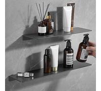Altsuceser Floating Shelf for Wall Storage, Metal Wall Mount Punch Free Adhesive Wall Shelf for Living Room, Bathroom, Kitchen, Bedroom, Display Shelf for Collectibles Black 40cm