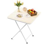 Altsuceser Folding Table, Small Mahjong Table, TV Dinner Folding Table for Small Space Eating, Portable Outdoor Barbecue Table White