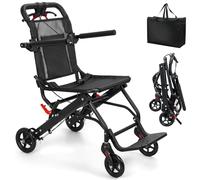Altsuceser Folding Transport Wheelchairs with Hand Brakes,13lbs Aluminum Alloy Ultra-Lightweight Transport Chair with Telescopic Handle Storage Bag Transfer Wheelchairs for Seniors and Adults Black