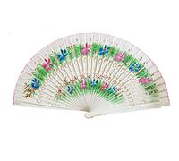 Altsuceser Hand Folding Fan, Hollow Out Double-sided Handheld Fan with Wooden Frame for Party Wedding Dancing Decoration White