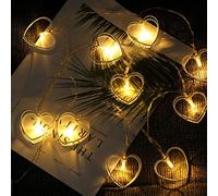 Altsuceser Heart String Lights, LED Valentines Day Fairy Lights Garland Red Heart Lights String Battery Operated Decorations for The Home Indoor Outdoor Party Wedding White 10LED
