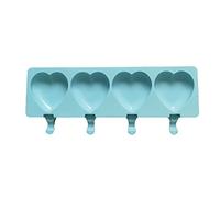 Altsuceser Homemade Popsicle Molds, Ice Cream Mould, DIY Silicone 4 Cavity Heart Shape Popsicle Mold, Reusable Multipurpose BPA Free Ice Cream Maker Blue
