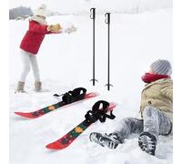 Altsuceser Kid's Beginner Snow Skis and Poles with Bindings, Low-Resistant Ski Boards for Age 4 and Under, Lightweight Sturdy Safe Kids Skiing Equipment, with Christmas Themed Pattern(UK Delivery)