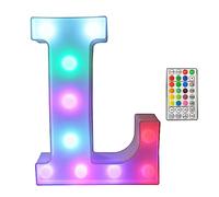 Altsuceser Light Up Colorful LED Marquee Letter lights with Remote, 4 Flashing Modes 16 Colors Changing Alphabet Letters Sign for Wedding Birthday Party Lamp Christmas Home Bar Decoration L