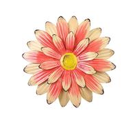 Altsuceser Metal Flower Wall Art 3D Sunflower Decor, Multiple Layer Hanging Rustic Farmhouse Boho Style Decoration for Outdoor Indoor Home Garden Yard Fence Bedroom Bathroom Porch Hallway Pink White