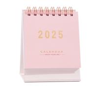 Altsuceser Mini Desk Calendar 2025 Desktop Annual Planner Standing Flip with Coil To-do Schedule Organizer Home Office School Pink